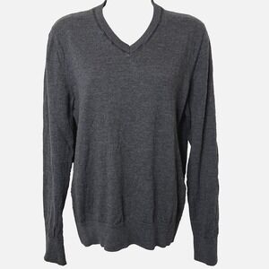The Kooples Women's Leather Trim‎ Long Sleeve V-Neck Sweater Size Small